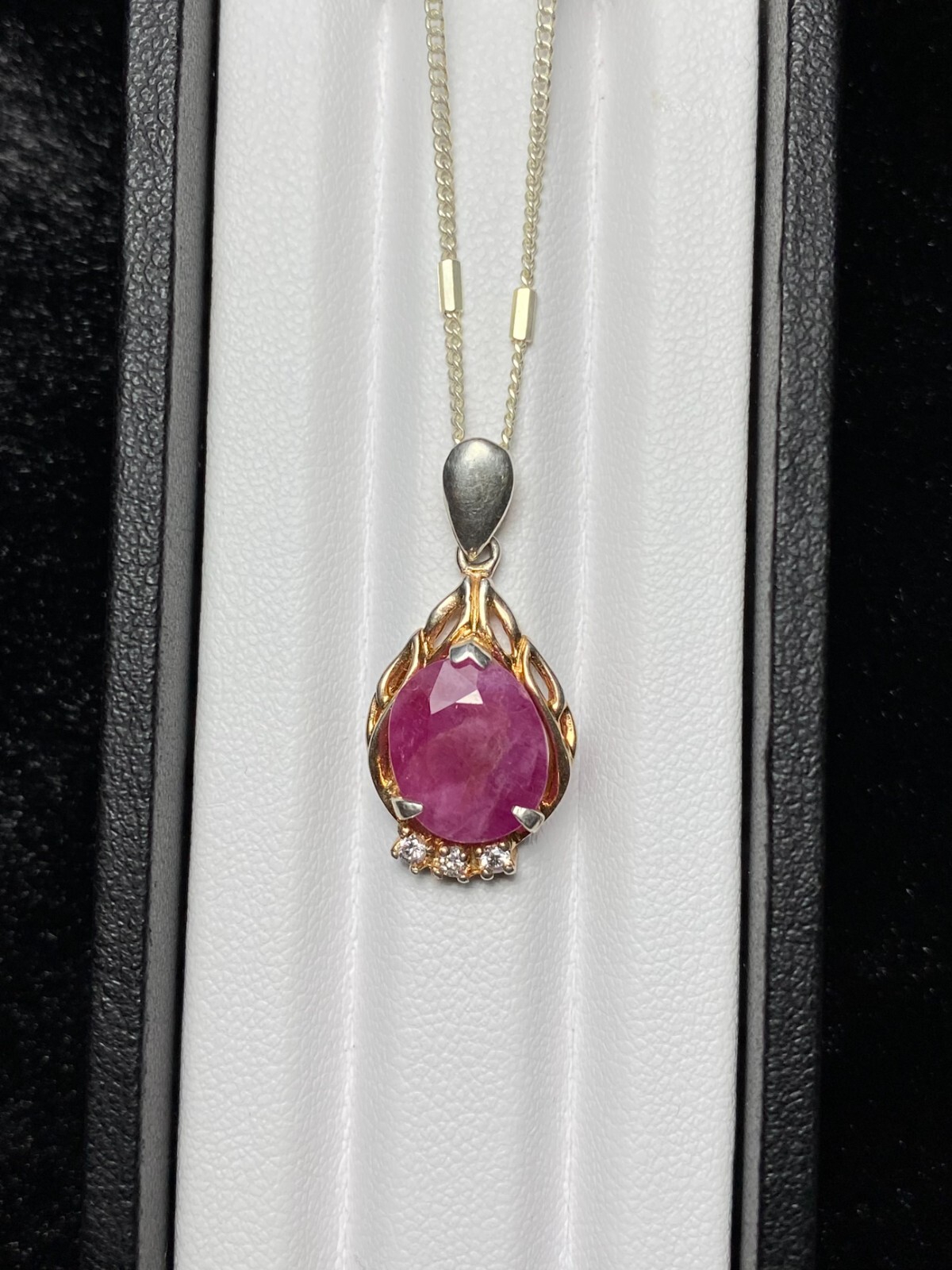100% Natural Stone Afghanistan Ruby Necklace 925 Sterling Silver Gemstone