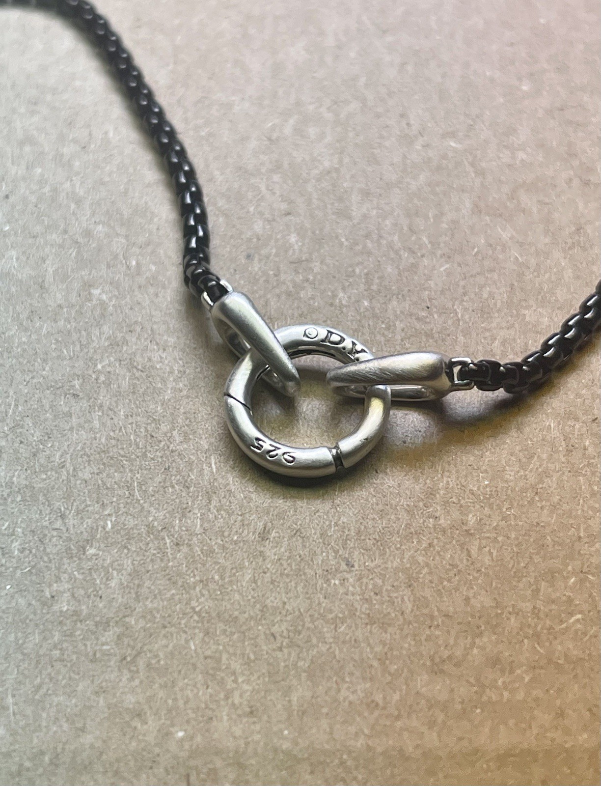 David Yurman Smooth Amulet Box Chain Necklace In Darkened Stainless Steel, 2.7mm
