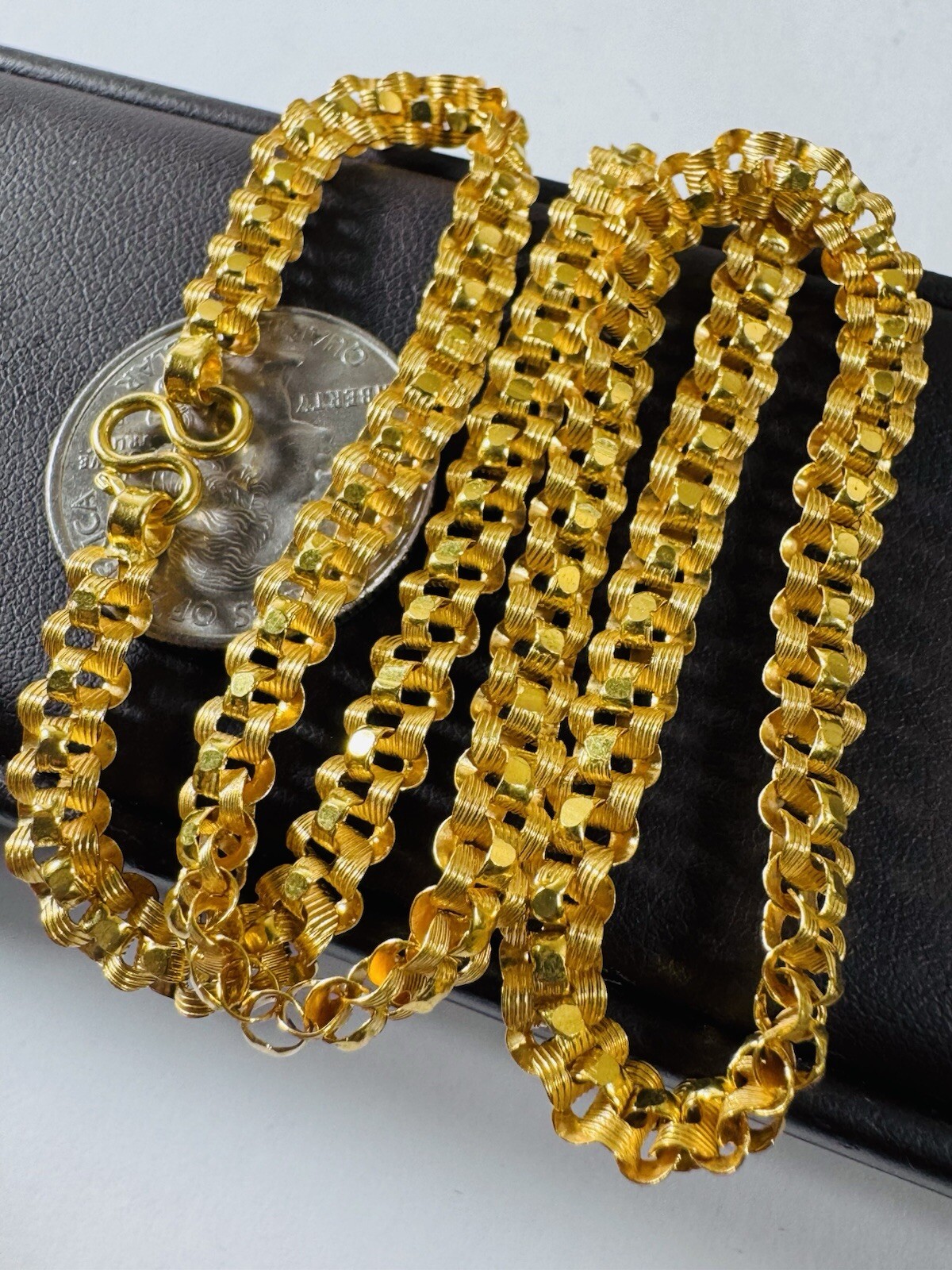 22K 916 22C Fine Real Dubai Gold 17.5”/18 inches Necklace 19g 6mm