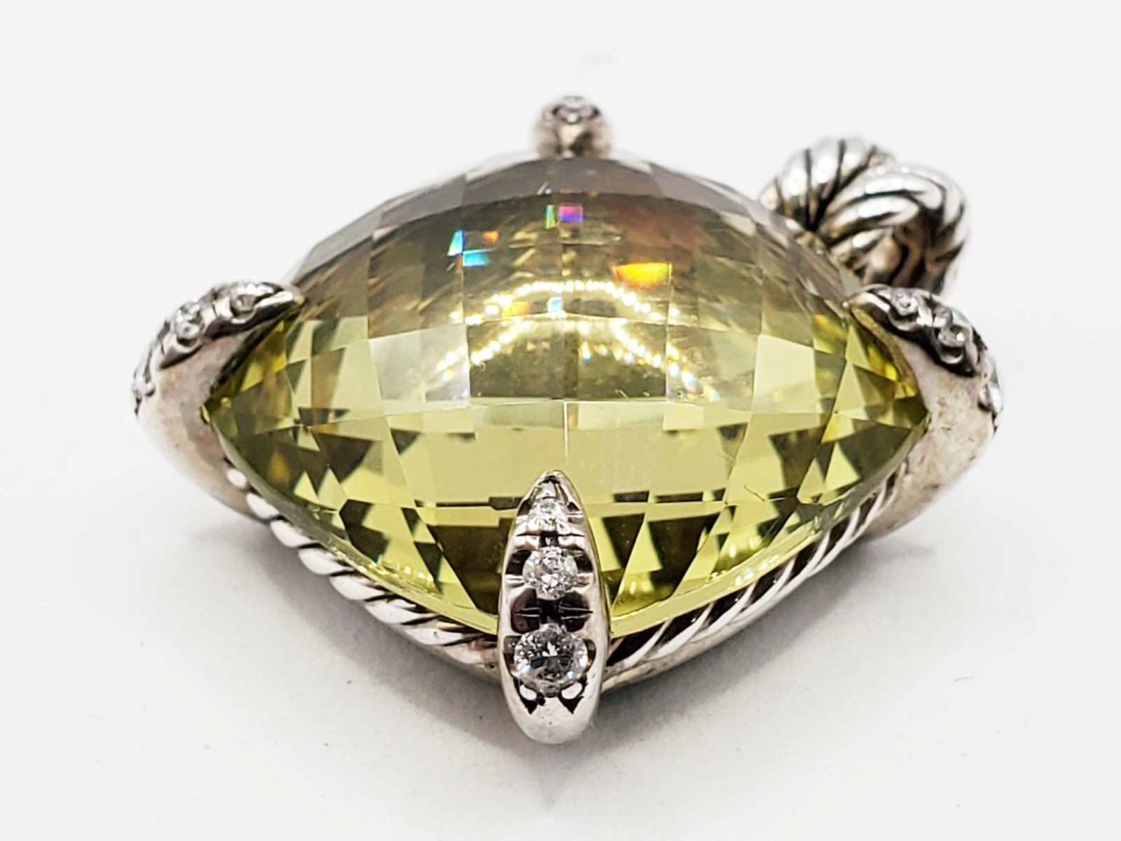 David Yurman Chatelaine Citrine & Diamond Enhancer Pendant Sterling Silver