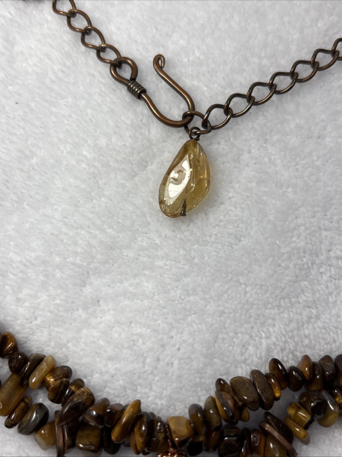 Dragon Pendant Tiger’s Eye Stone Polished Chip Bead Necklace Statement Jewelry