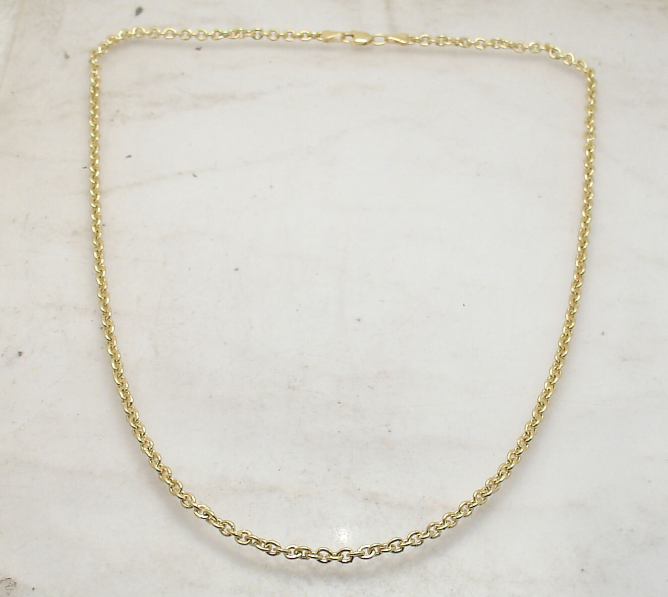 3mm Polished Shiny Oval Cable Link Chain Necklace REAL 14K Yellow Gold
