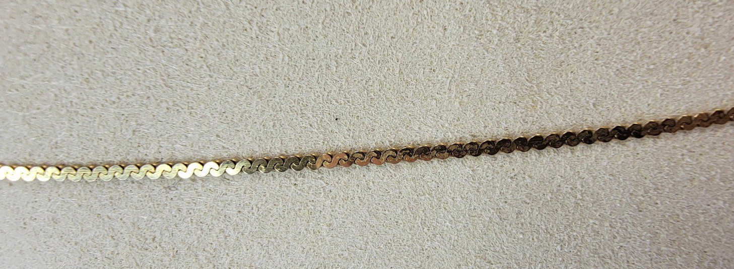 14K Solid Yellow Gold Serpentine Link 14.5″ Choker Necklace 2.1 g Stamped Italy