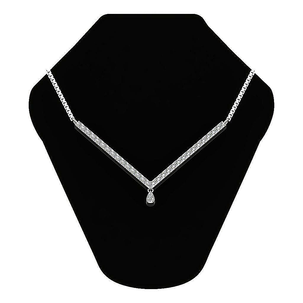 Fashion Pendant Necklace Natural Diamond I1 G 0.45 Carat 14K Rose Gold 0.85 Inch