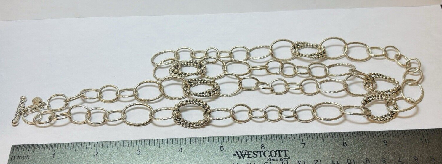 Michael Dawkins Sterling 925 Silver Beaded Circle Station Necklace 36 in