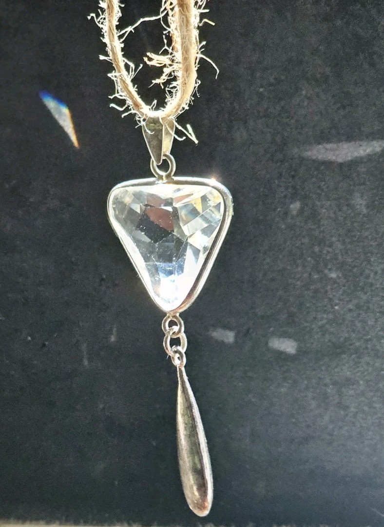 Faceted Clear Crystal Pendant Sterling Silver & Female Tribal Sterling Charm
