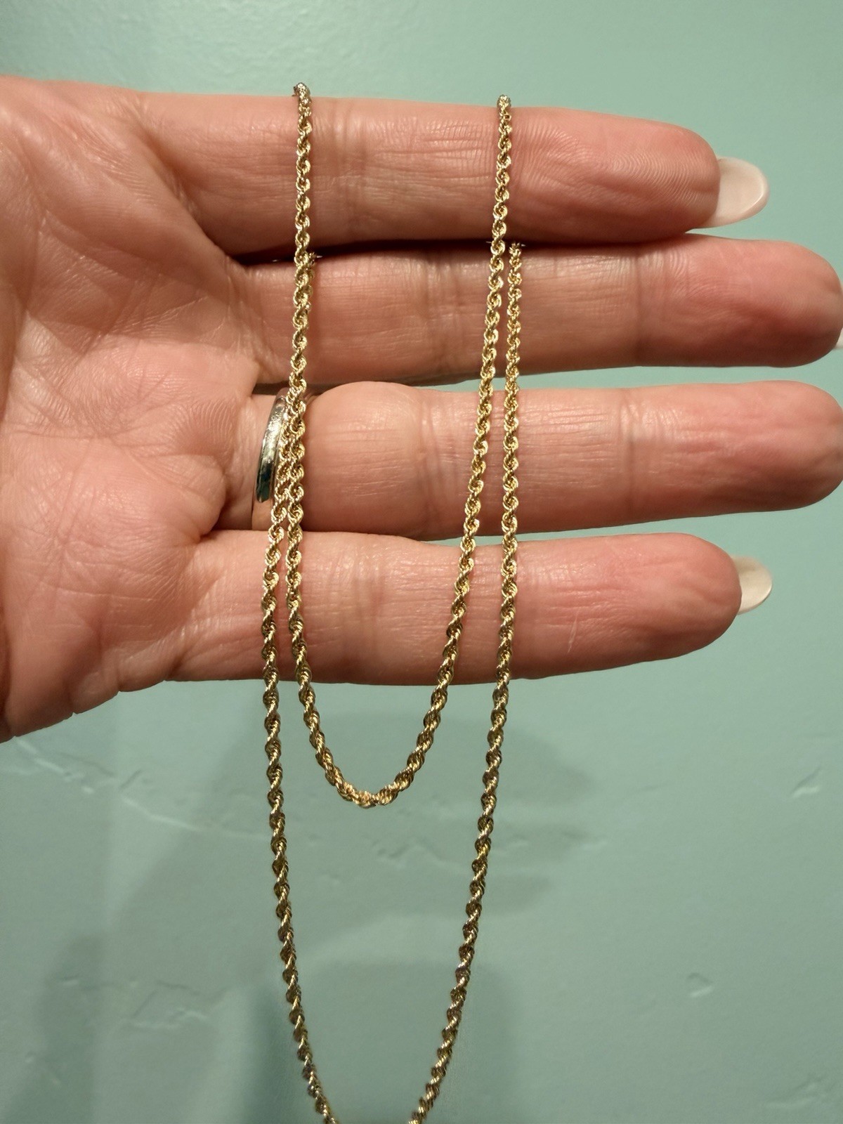 New Beautiful 18k Gold 18”, 1.6mm Diamond Cut Rope Chain, Not Plated, Not Filled