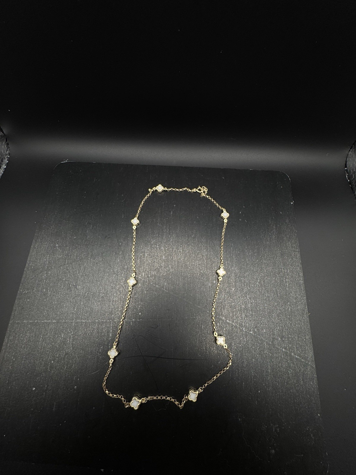 Yellow Gold Station Cable Chain Necklace, Spring Ring Closure, 4.69g