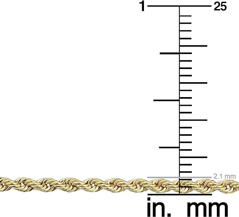 Solid Gold Plated 2mm Diamond-Cut Braided Rope Chain Necklace for Men Women 20″