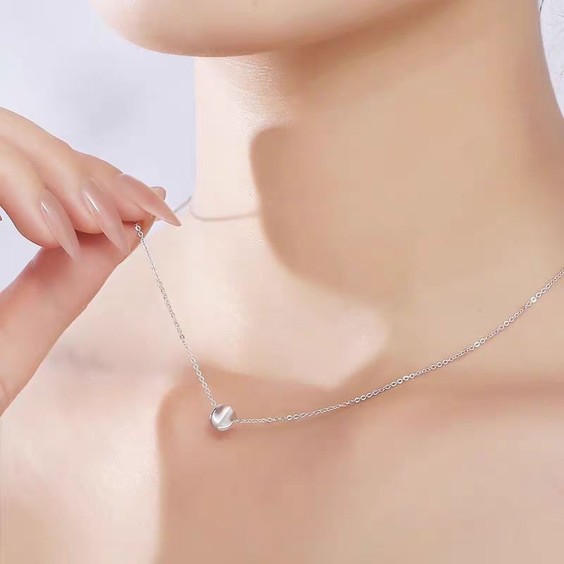 Pure PT950 Platinum 950 Lucky 5mm Laser Ball Bead Link Necklace 3.6-3.8g 16-17in