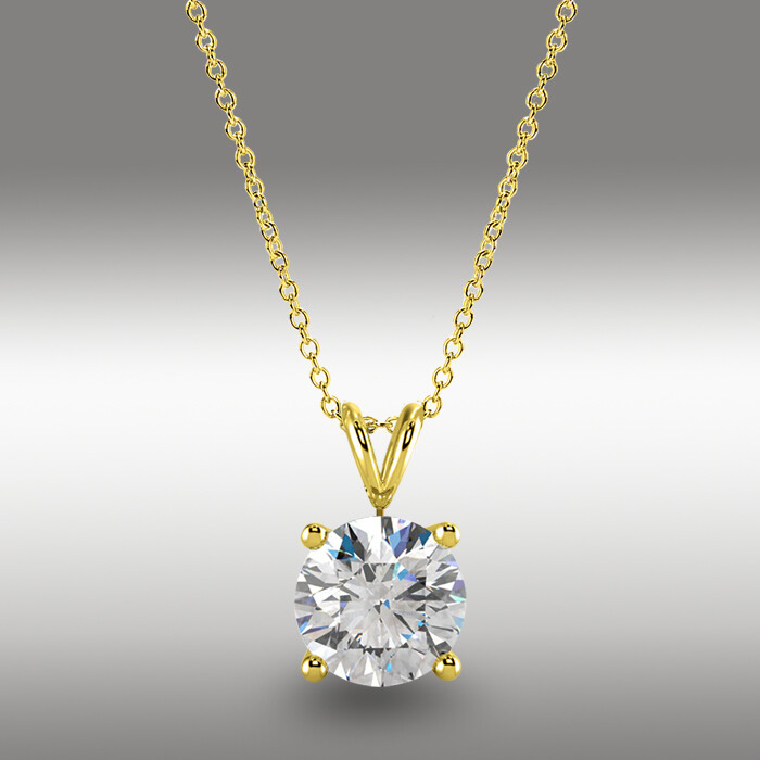 1.5 Ct Round Cut GRA Moissanite Pendant 16+2 Solid 14k Yellow Gold Necklace Gift