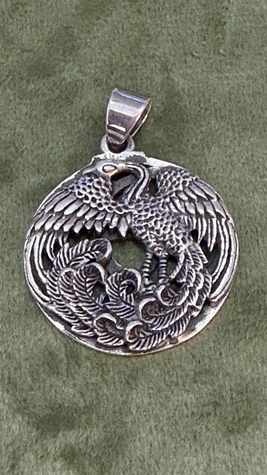Phoenix Pendant 925 Sterling Silver Rebirth Resurrection Mythological Bird