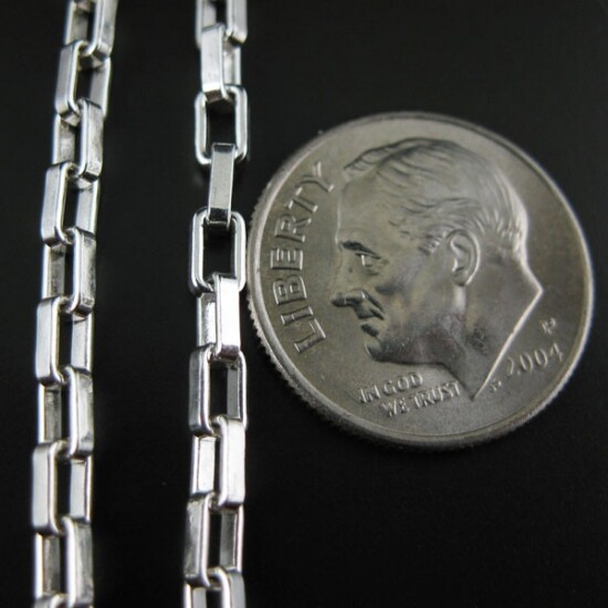 Solid Sterling Silver Heavy Box Necklace Chain (7″-36″) Made In Italy