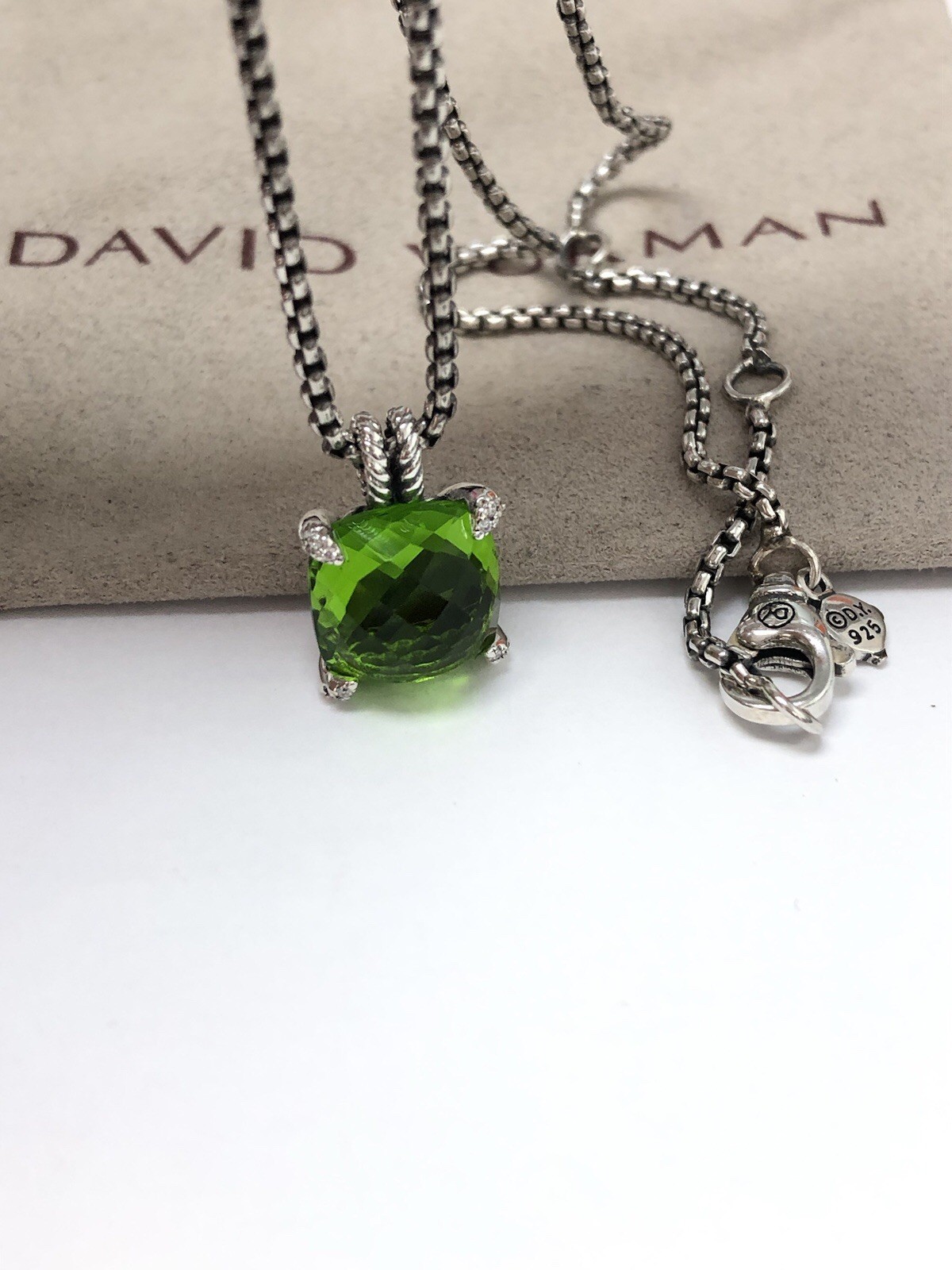 DAVID YURMAN 11mm Chatelaine Sterling Silver Peridot & Diamond Necklace