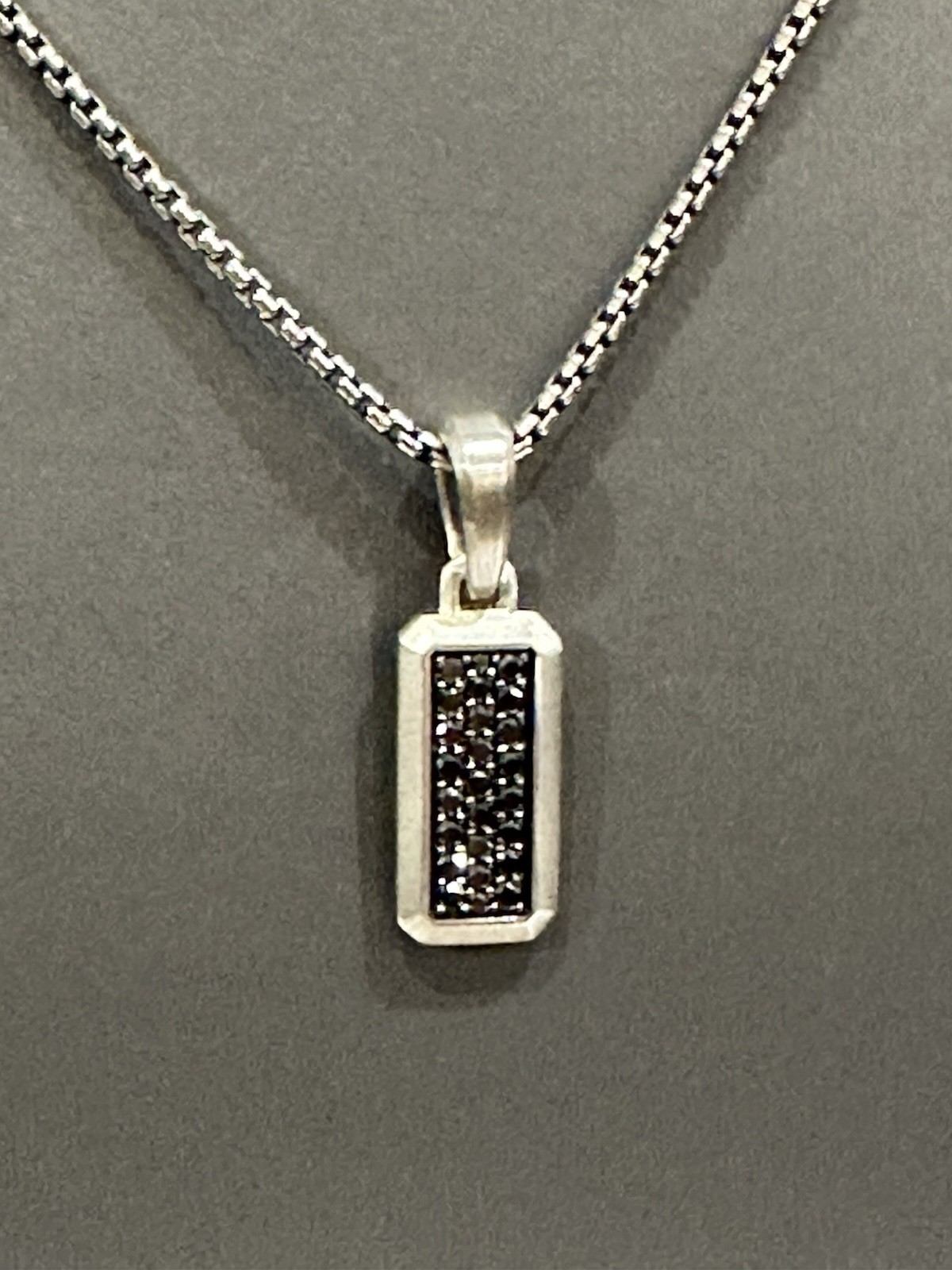 DAVID YURMAN MINI STREAMLINE AMULET 925/585 WITH BLACK PAVE DIAMONDS NECKLACE