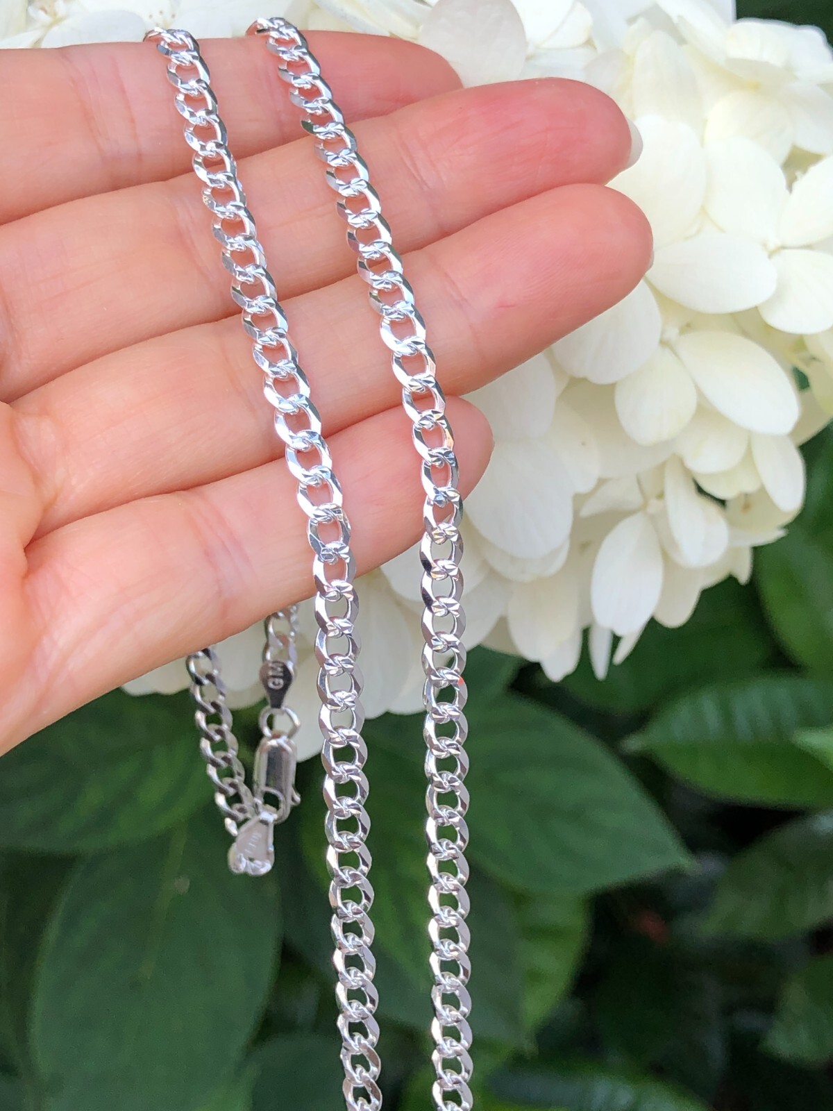 Solid Sterling Silver 925 Cuban Curb Link Chain Necklace Men Women 24″ 4mm