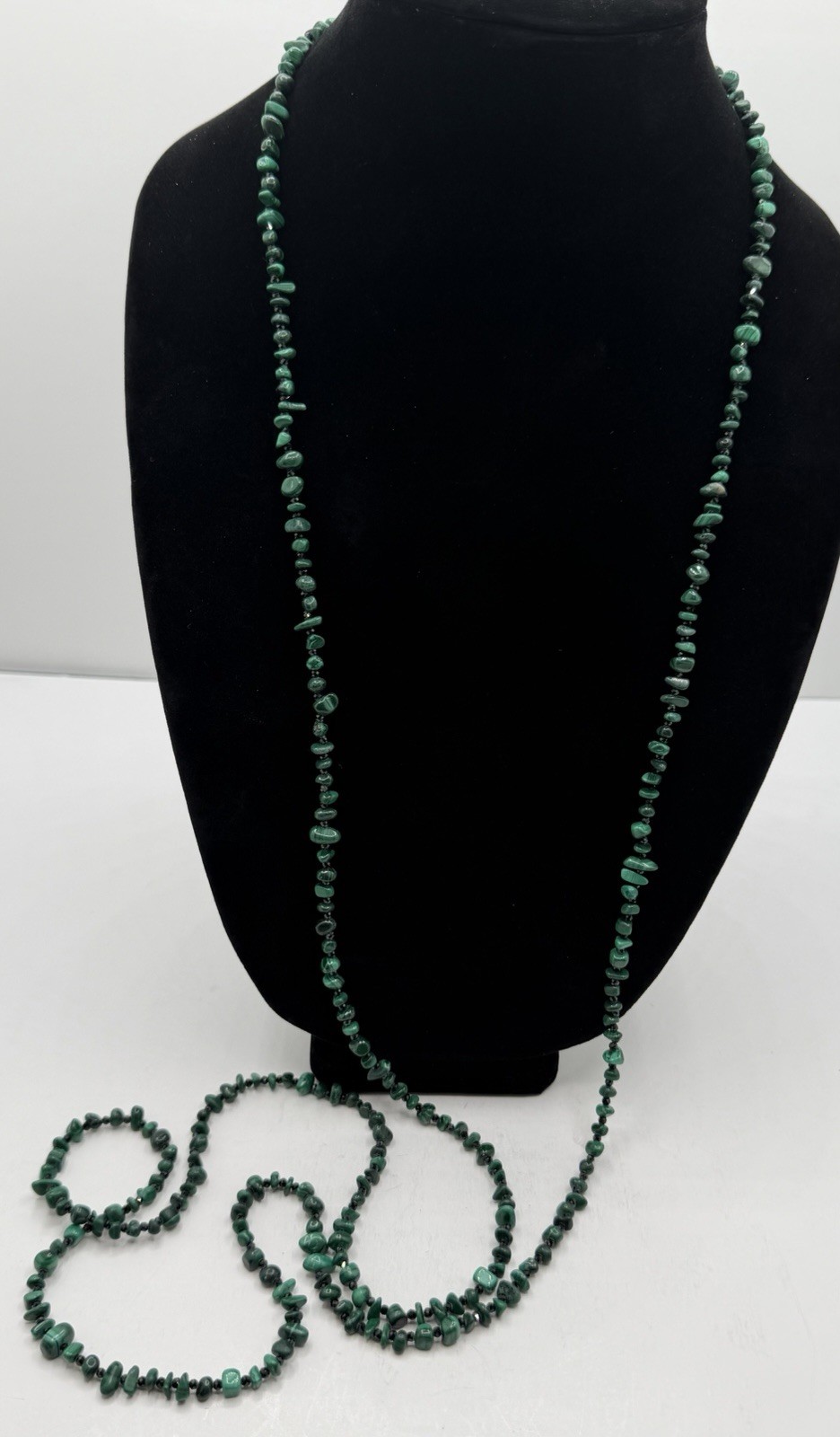 Jay King Mine Finds DTR 925 Green Malachite Black Spinel Chip Bead 60″ Necklace