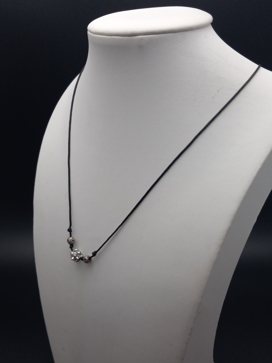 SILPADA 925 Sterling Silver Corded Clear Czs Dainty Ball Pendant Necklace