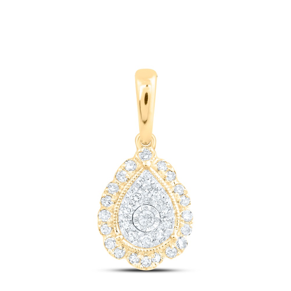 0.21 Ctw Natural Diamond Teardrop Gift Pendant 10k Yellow Gold