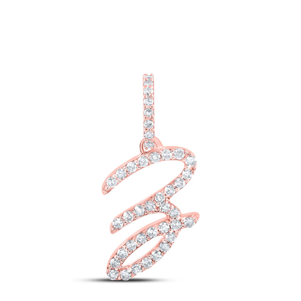 0.17 Ctw Natural Diamond Initial Letter Z Pendant 10k Rose Gold
