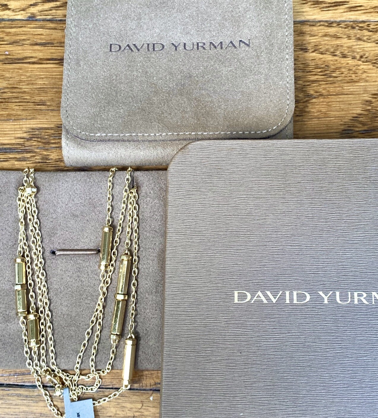 David Yurman 18k Gold Diamond Barrels Lexington Necklace 36” 31g Brand New NWT