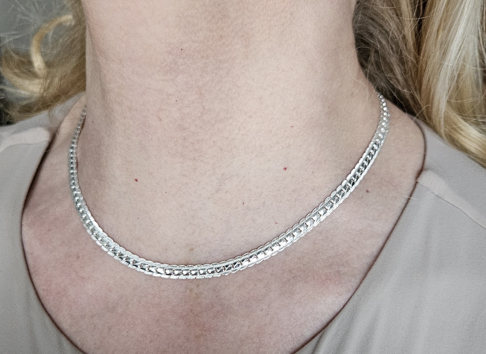 Real 925 Sterling Silver 6mm Wide Side Chain Link Necklace, Lobster clasp 18inch