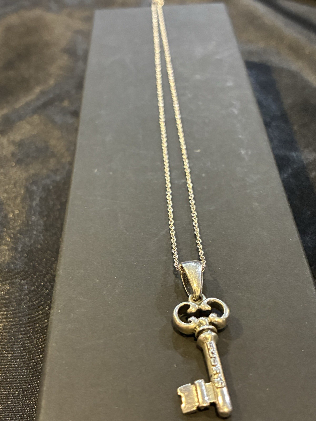 Sterling Silver Key Pendant Necklace 16″-18″ Adjustable Chain Stamped 925 ECON