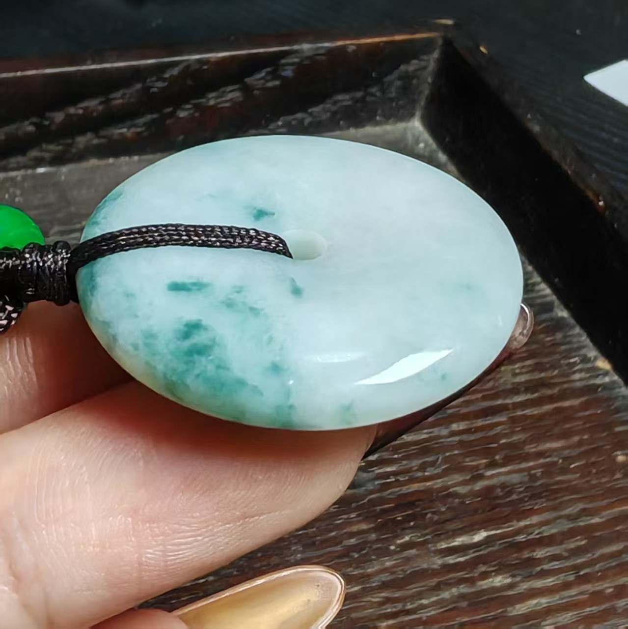Certified 100% Natural Untreated GradeA Jadeite Jade Feicui Circular pendant