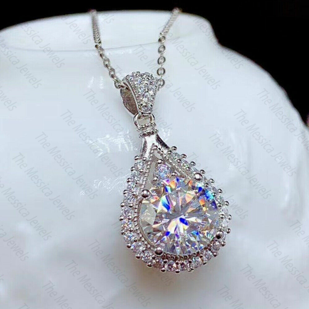 2.10 Ct 8 MM Round Moissanite Women’s Pendant Without Chain 925 Sterling Silver