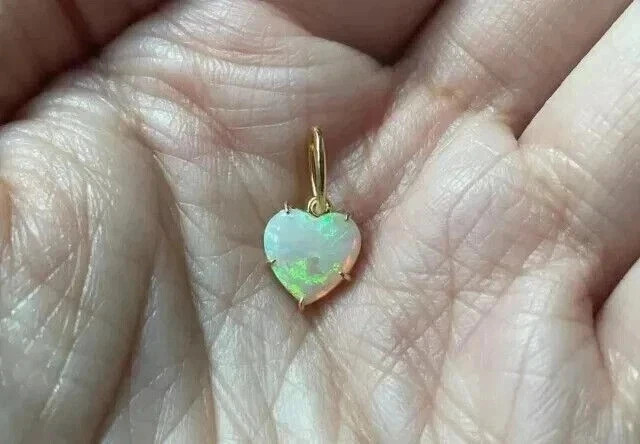 2Ct Heart Cut Natural Fire Opal Stunning Fancy Pendant 14k Yellow Gold Plated