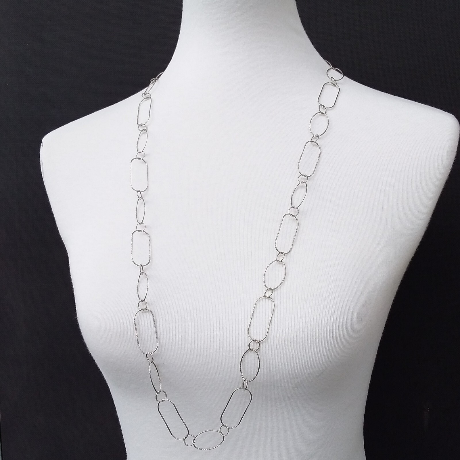 Silpada Sterling Silver Necklace Oval Links Diamond Cut 36in N2731 Retired 2013