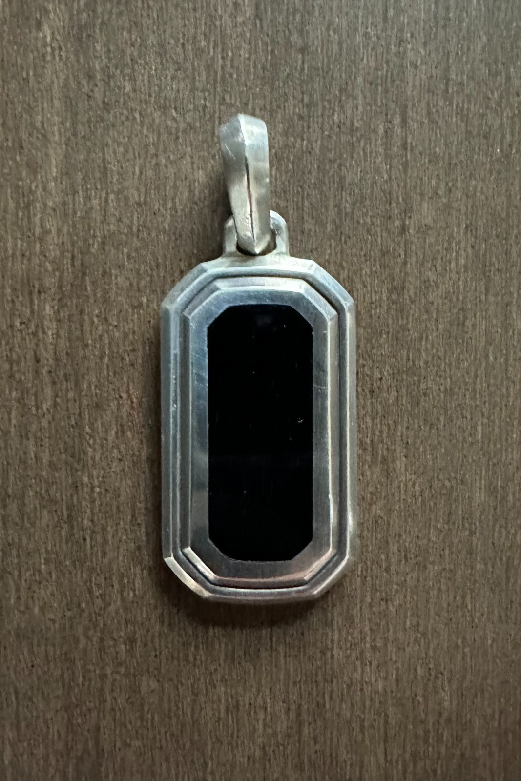 David Yurman 26.5mm Deco Amulet Enhancer Sterling Silver Black Onyx w/Pouch