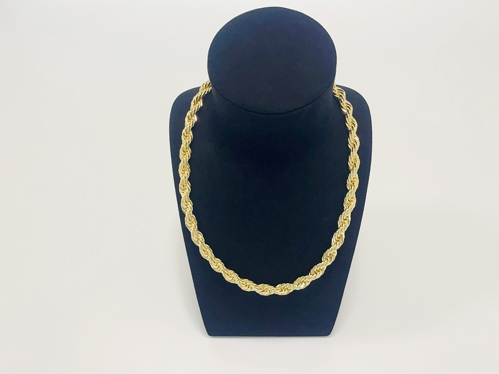 10K Yellow Gold SOLID Rope Chain Necklace Diamond Cut Real Gold 10mm 22inch