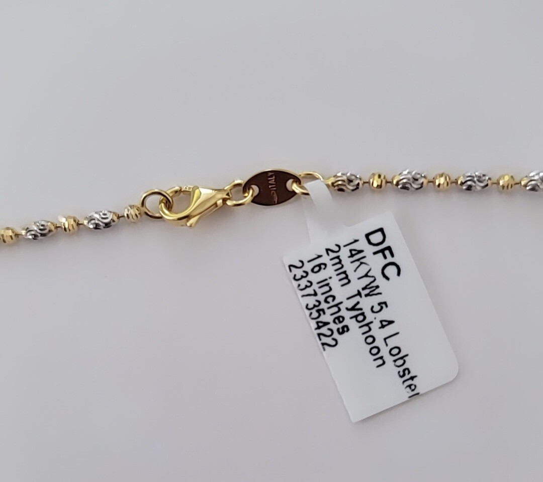 14K Solid Italian Two-tone Yellow Gold Natural Smoky Topaz Necklace