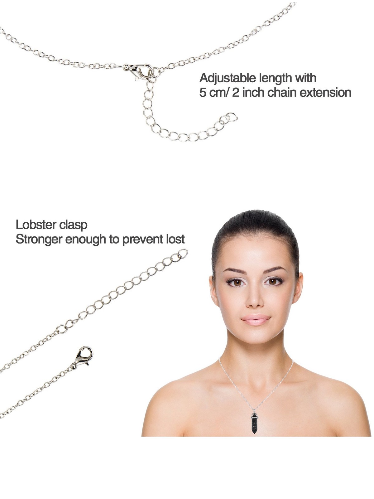 womens 12 Pieces Hexagonal Chakra Crystal Bullet Shape Gemstone Pendant Necklace