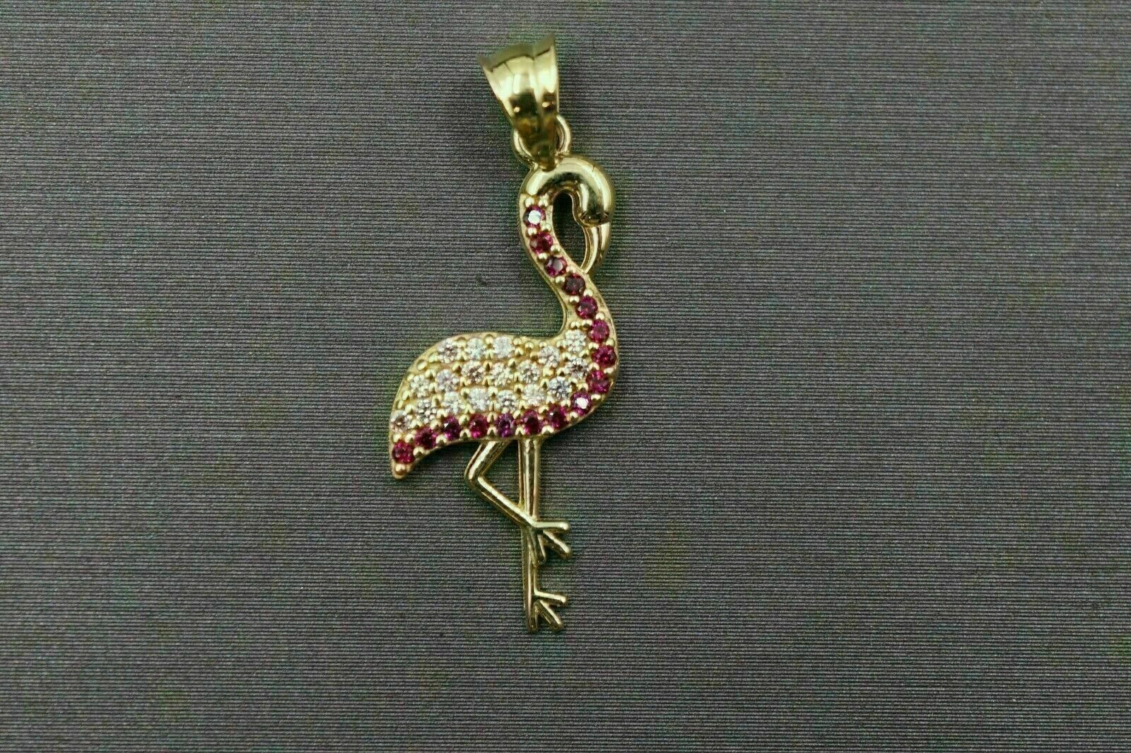 14k Yellow Gold Over 1.00 Ct Round Cut Diamond & Red Ruby Bird Pendant