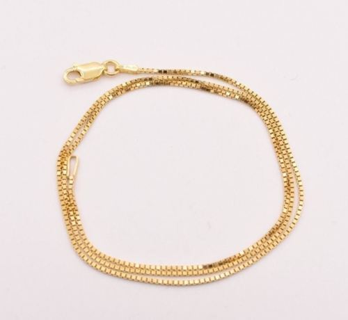 1mm Italian Square Box Chain Necklace 14K Yellow Gold-Plated Sterling Silver 925