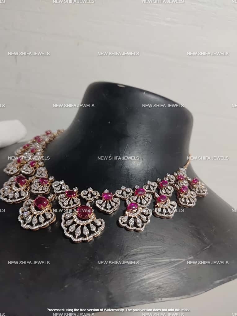 Women’s 19CT Round Lab Created Red Ruby 14K Rose Gold Plated Choker Necklace 18″