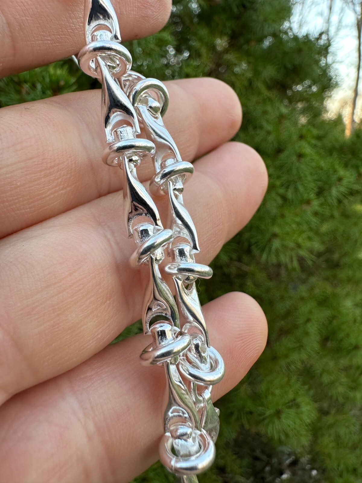 Real 925 Sterling Silver Custom 8mm Barbed Wire Link Chain Necklace Or Bracelet