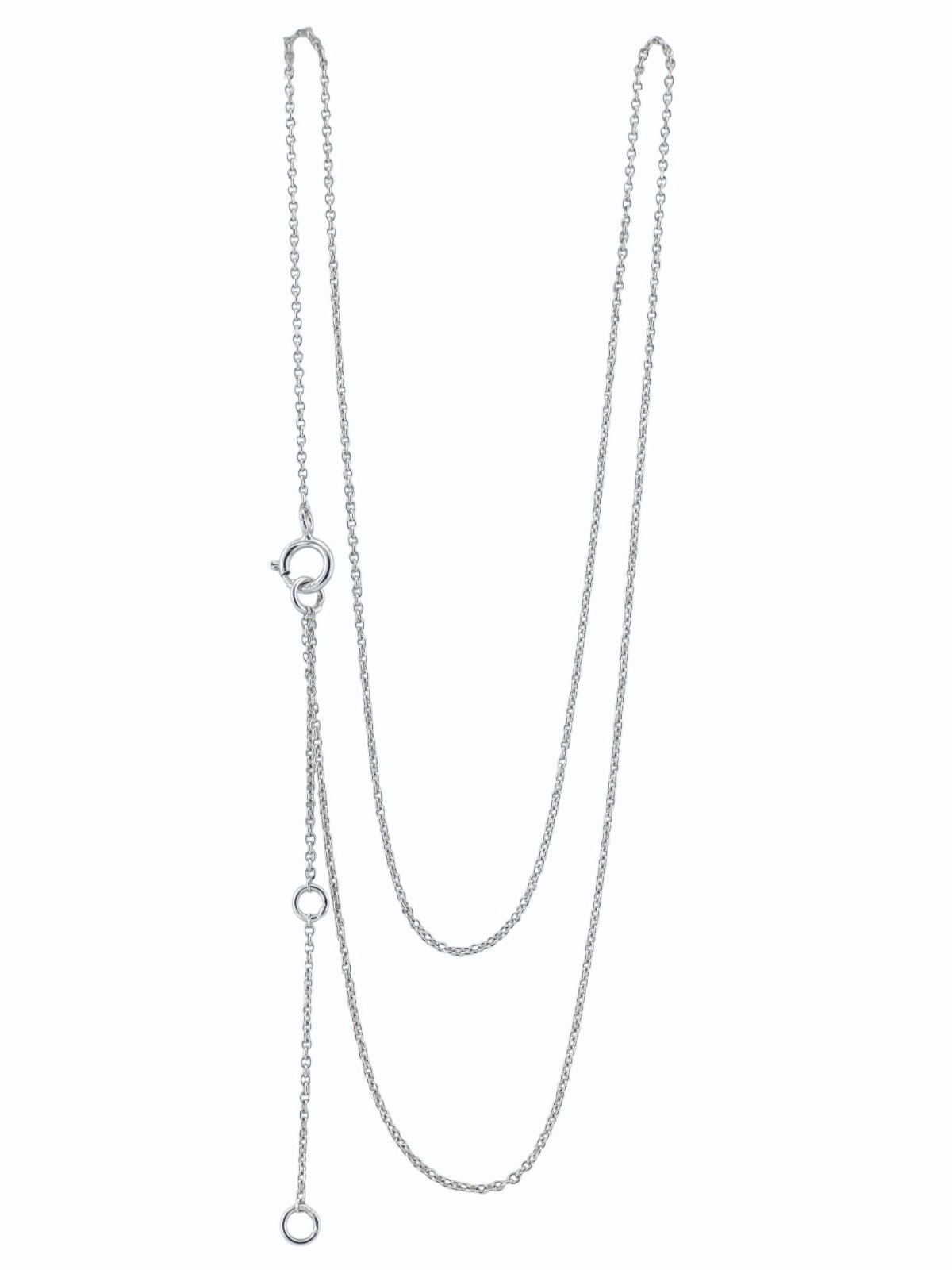 925 Sterling Silver 17” Fine Cable Chain Necklace 1mm Rhodium Plated