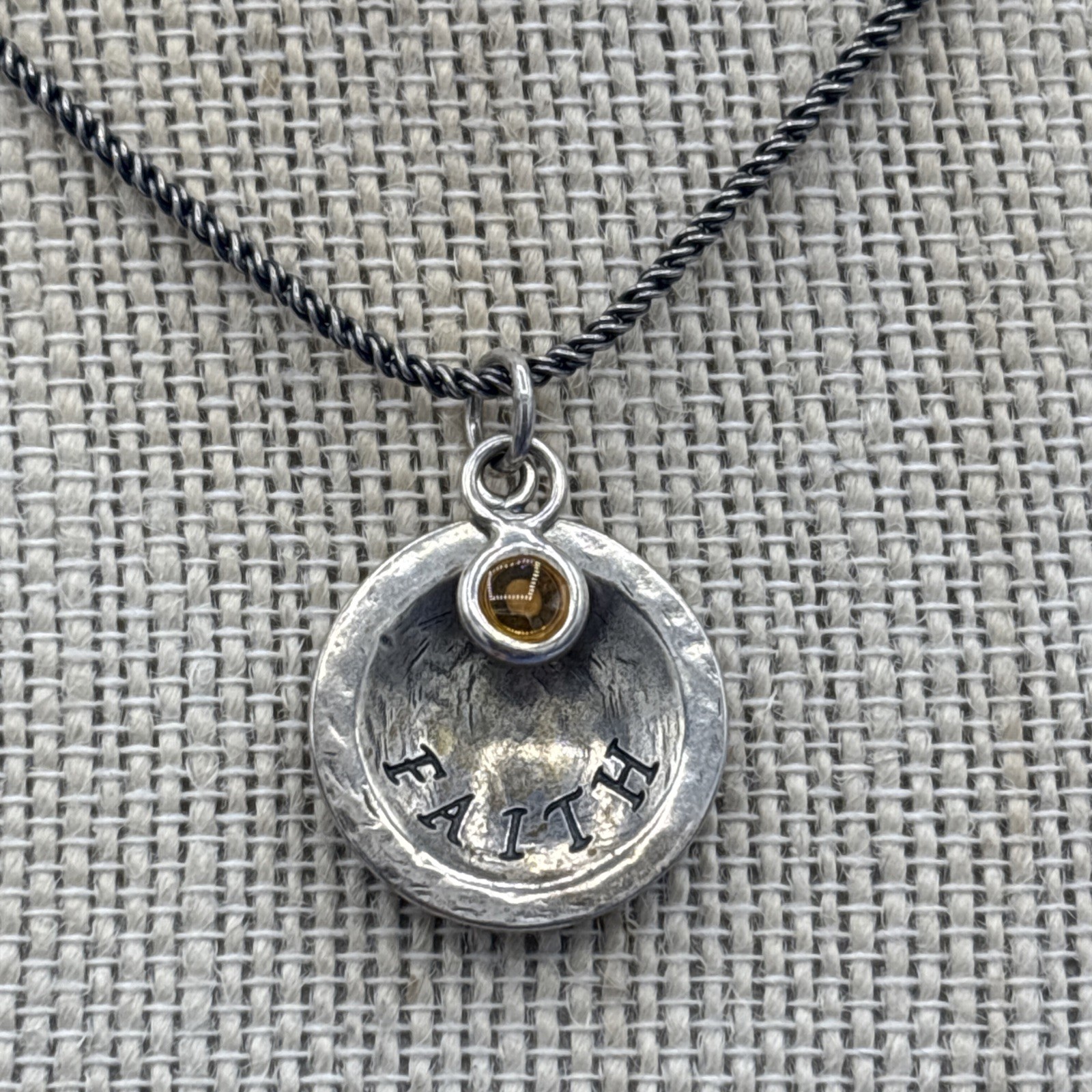 SILPADA Sterling Silver ‘Faith of a Mustard Seed’ Disc Pendant Necklace 925 18”
