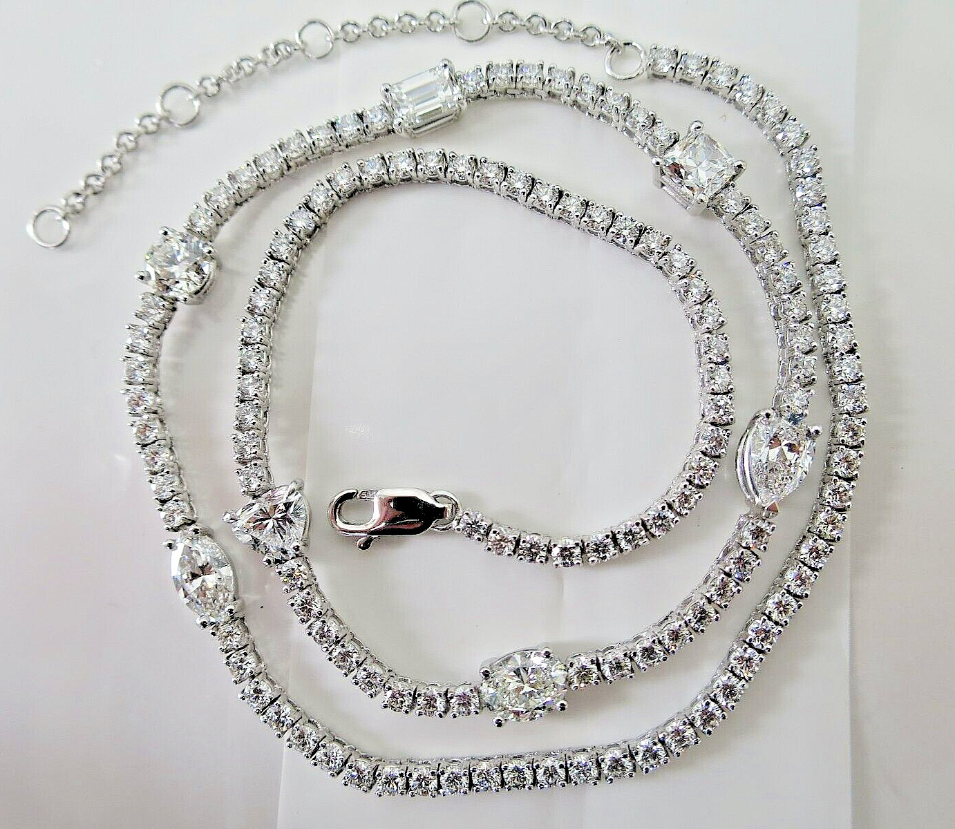 10.60 ct, 4.90 ct Fancy Shape GIA cert D-F VS Diamonds Platinum Tennis Necklace