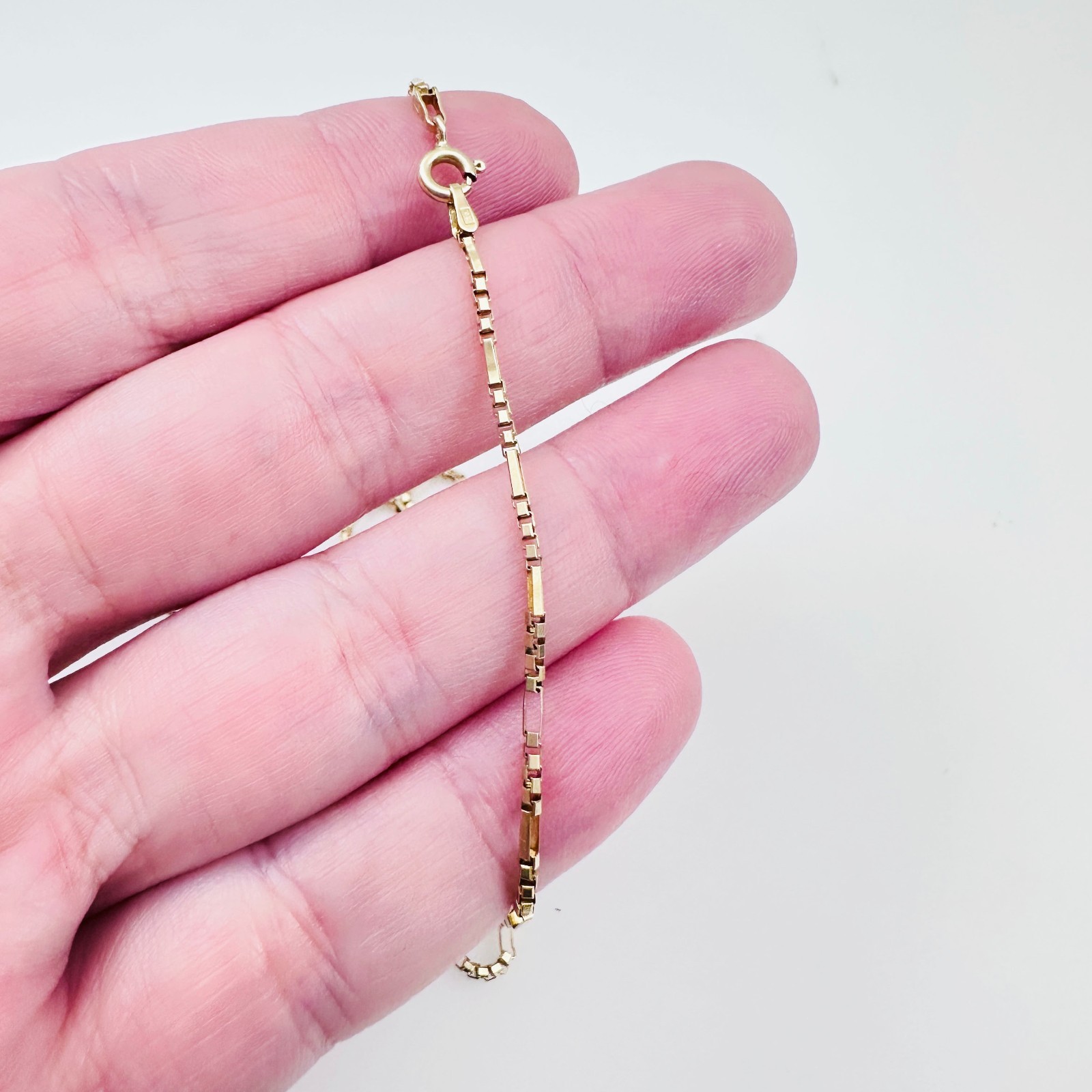 Solid 14K Yellow Gold Figaro Box Link Hybrid Chain Necklace 1.4mm, 24 1/2″, 5.6g