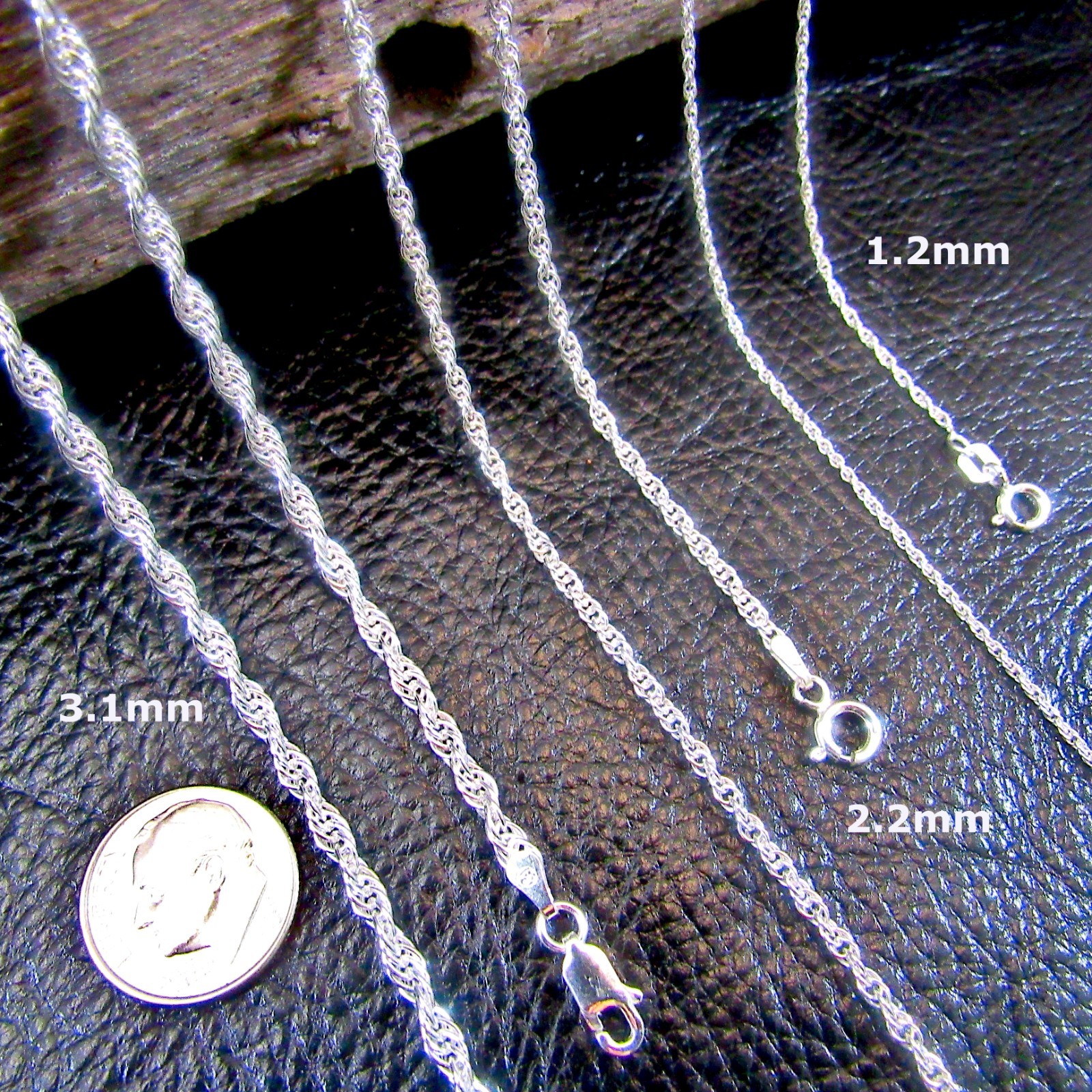 Solid 925 Sterling Silver Women’s Italian Twisted Rope / Loose Rope Chain
