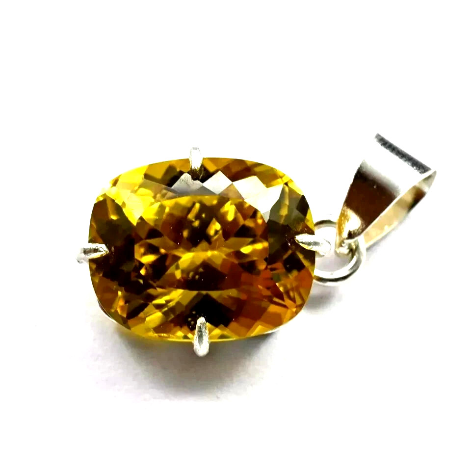 Natural 26.85 Ct Yellow Sapphire Cushion Cut 925 Solid Silver Pendant Gemstone