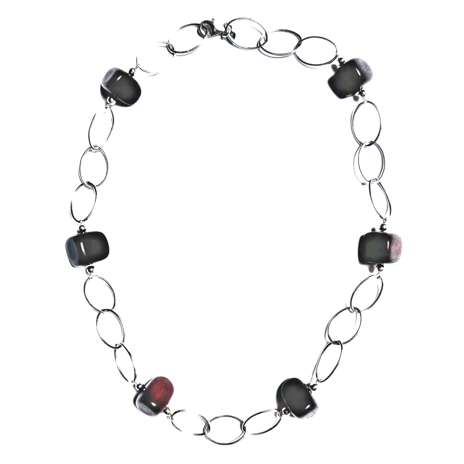 SILPADA Necklace Sterling Link Ebony Wood N1359 VERY GOOD CONDITION