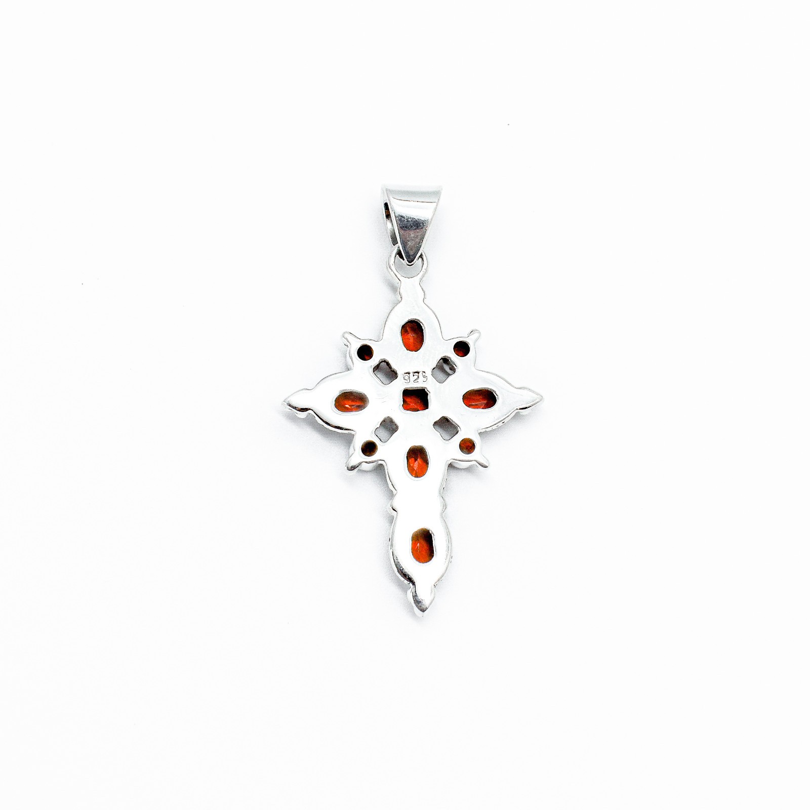925 Sterling Silver Natural Red Garnet Cross Pendant Women’s Jewelry Gift