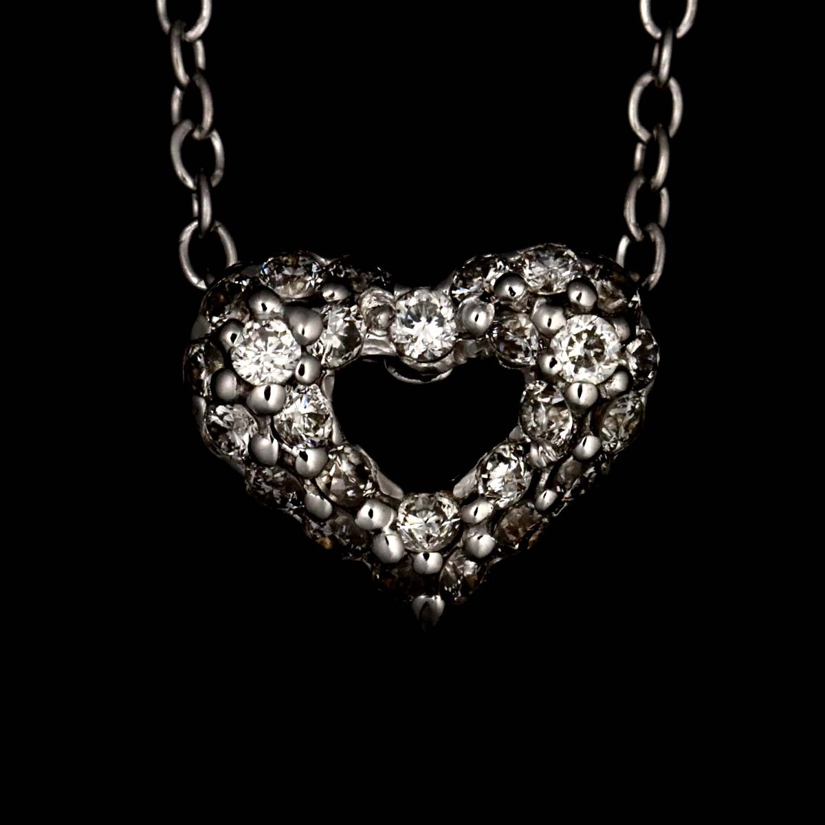 Ponte Vecchio Diamond 0.17ct Heart Necklace 18K White Gold 750 90329900