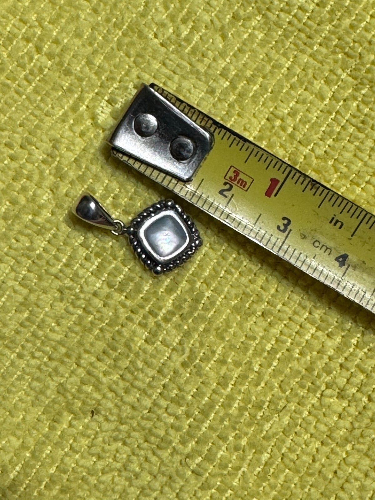 Sterling Silver Square Unknown Center Stone Charm w/free ship