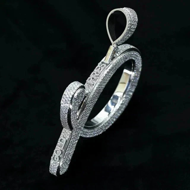 Custom Initial Letter 2.00Ct Real Moissanite Men’s Pendant 14k White Gold Plated
